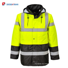 Impermeable impermeable de la chaqueta de la capa del impermeable de la motocicleta para hombre con capucha de la seguridad con el bolsillo reflexivo de las tiras